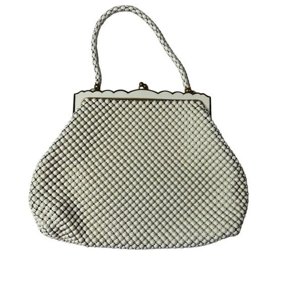 Whiting & Davis vintage white gold mesh handbag purse - Picture 1 of 8